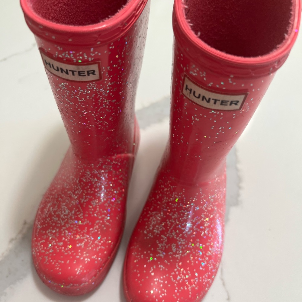 Pink, sparkly rain boots . Us size 11. Hunter.